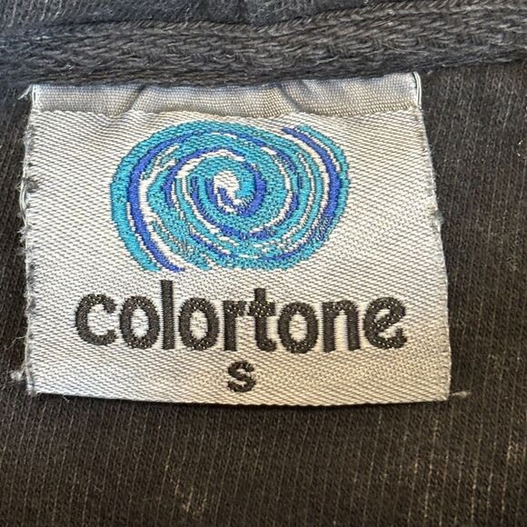 Alpha 0 Black Acid Wash Hoodie Pockets Long Sleeves Pink Flames Small Colortone - Picture 7 of 7